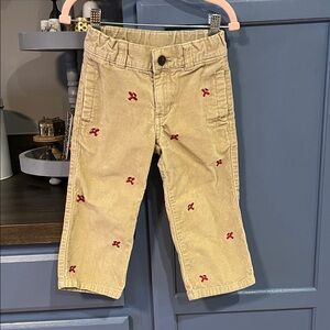 Gymboree Beige Corduroy Pants with Red Airplanes